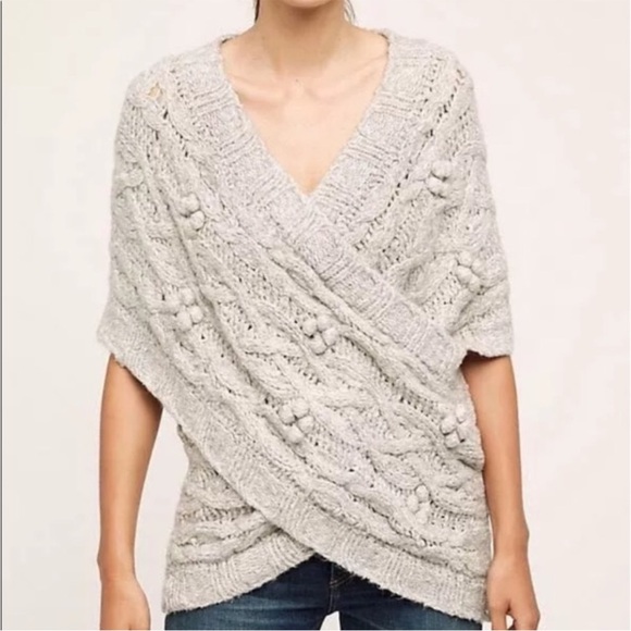 Anthropologie • sleeping on snow rap style cableknit heather gray shrug •  XS/S - Picture 7 of 16